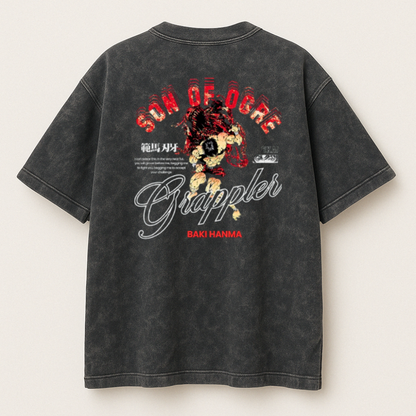 BAKI | Camiseta Premium Oversize Efecto Acid Wash (220g)